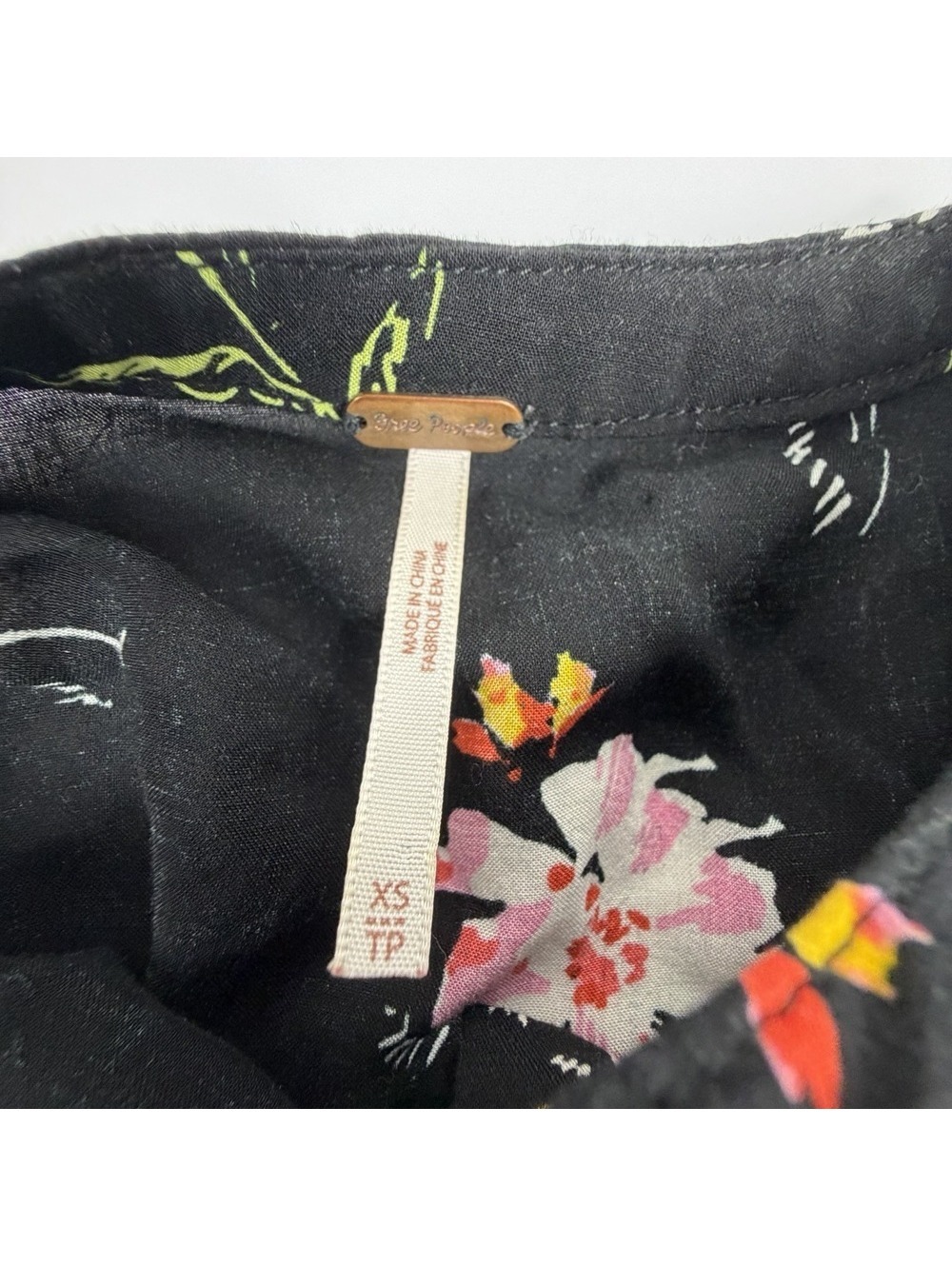 Free People Greatest Day Dress XS Black Floral Smocked Button Front Cottagecore - Picture 5 of 8